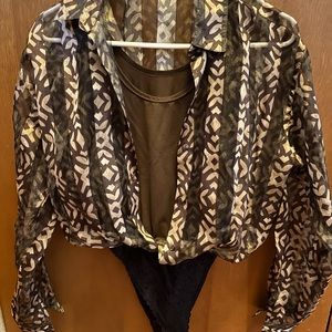 Bodysuit with blouse attached